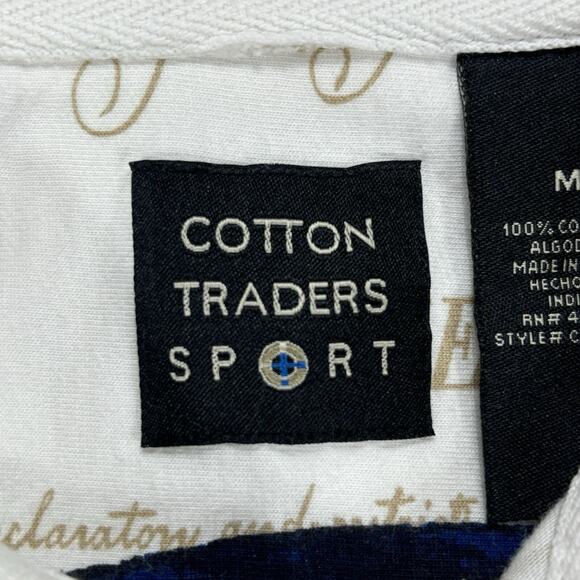 Cotton Traders Sport Polo Shirt MED Declaration Of Independence All Over Print - Picture 6 of 15